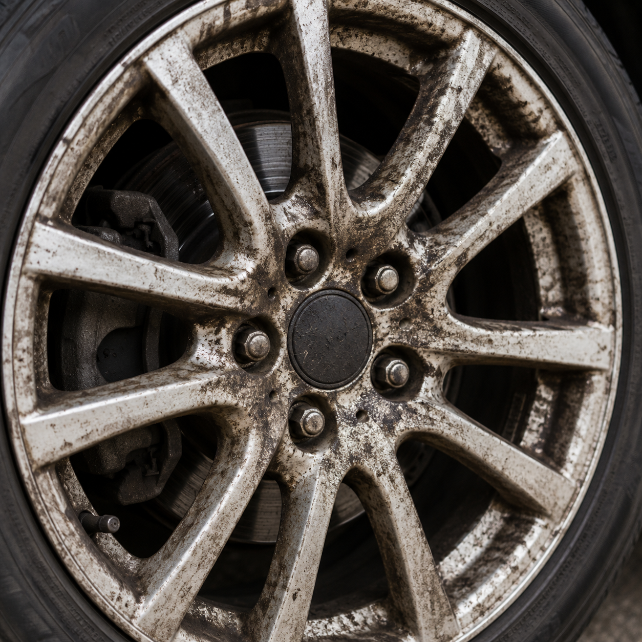 Dirty wheel rims