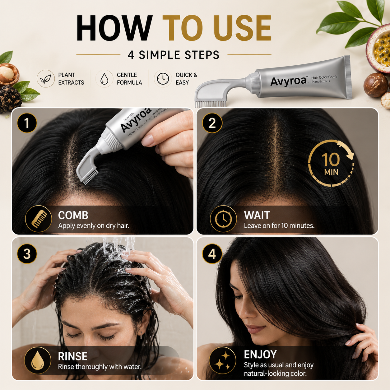 🔥Last Day 50% OFF! Avyroa® 2-in-1 Hair Color Comb — Easy, Natural-Looking Gray Coverage(📦Free Shipping)