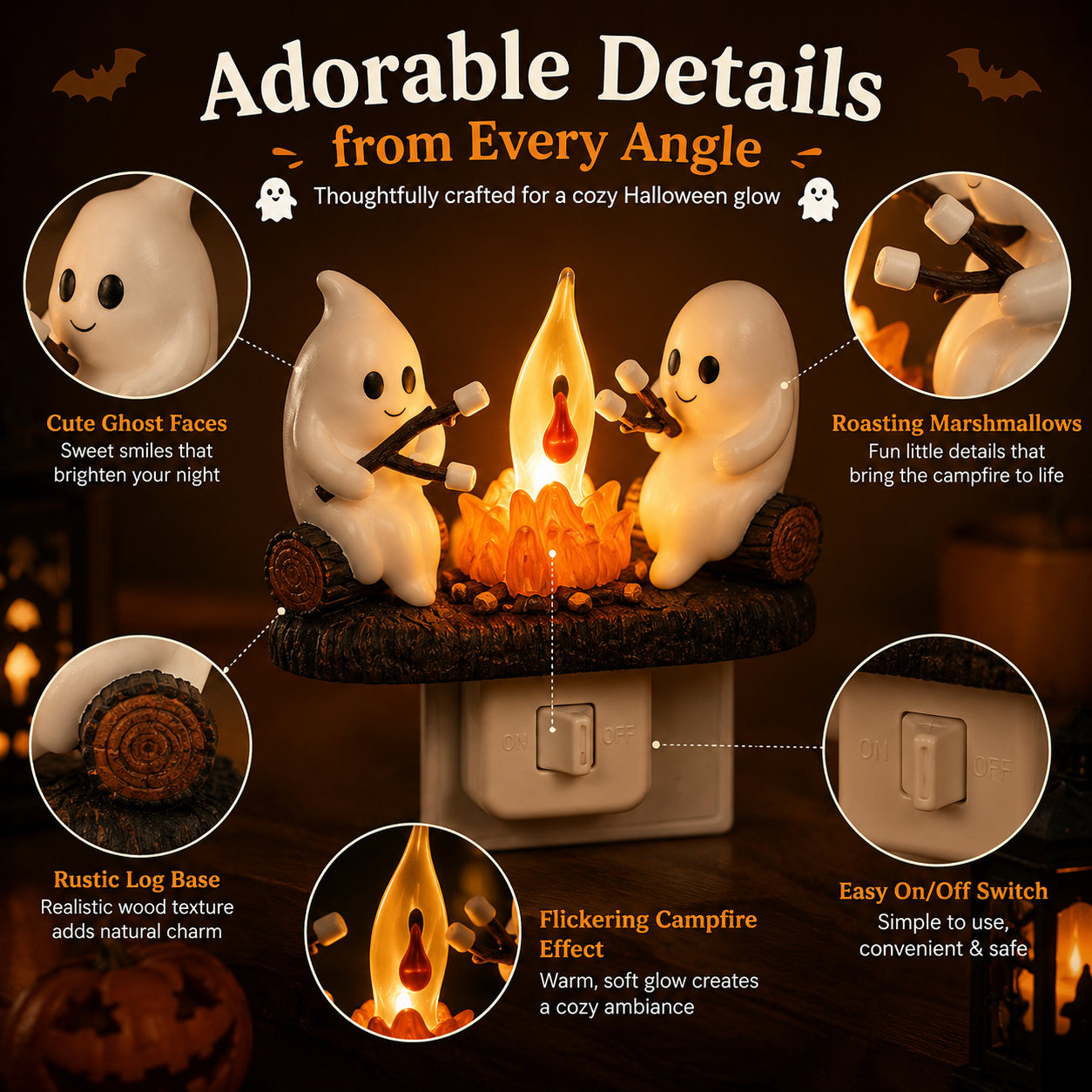 🔥 Last Day 50% OFF 👻 Ghost Campfire LED Night Light - Cozy Flickering Wall Flame