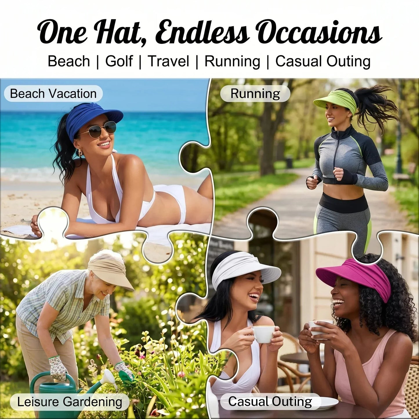 🔥 Summer Hot Sale 67% OFF💕UPF 50+ Sun Visor Ponytail Hat