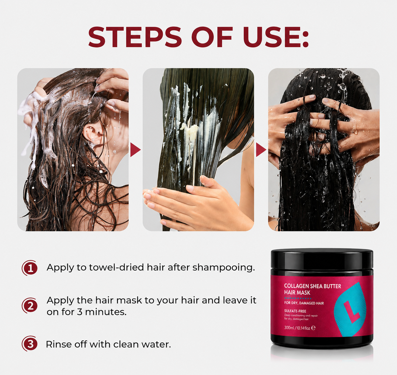 Collagen Shea Butter Hair Mask Deep Repair Conditioning Collagen Shea Butter Hair Treatment for Dry and Damaged Hair All Hair Types 18.6 oz 550ml