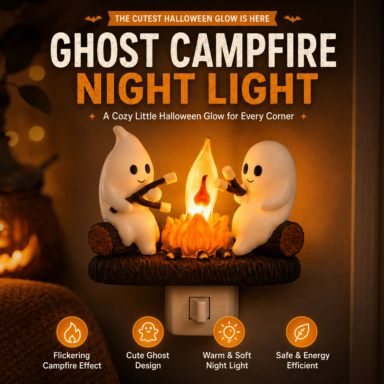 🔥 Last Day 50% OFF 👻 Ghost Campfire LED Night Light - Cozy Flickering Wall Flame