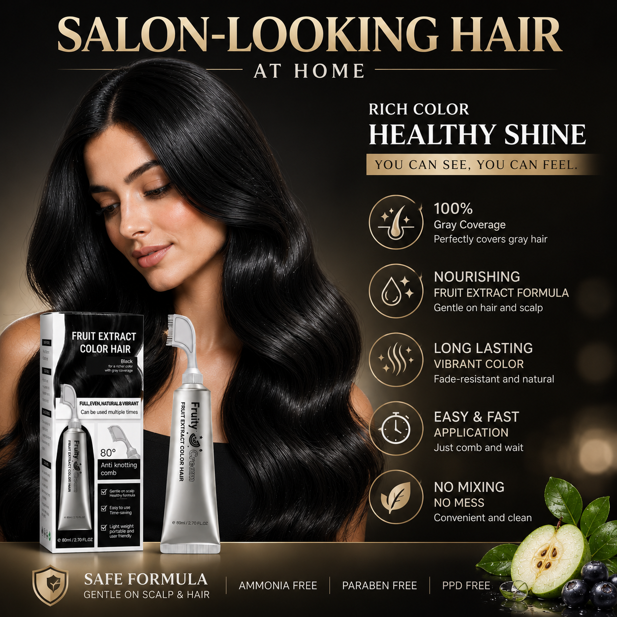 🔥Last Day 50% OFF! Avyroa® 2-in-1 Hair Color Comb — Easy, Natural-Looking Gray Coverage(📦Free Shipping)