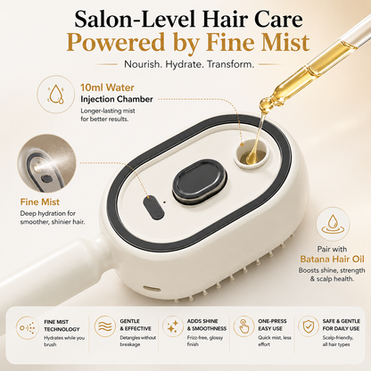 💥3-in-1 Mist Hair Brush – Smooth Frizz, Knots & Dry-Looking Hair Fast