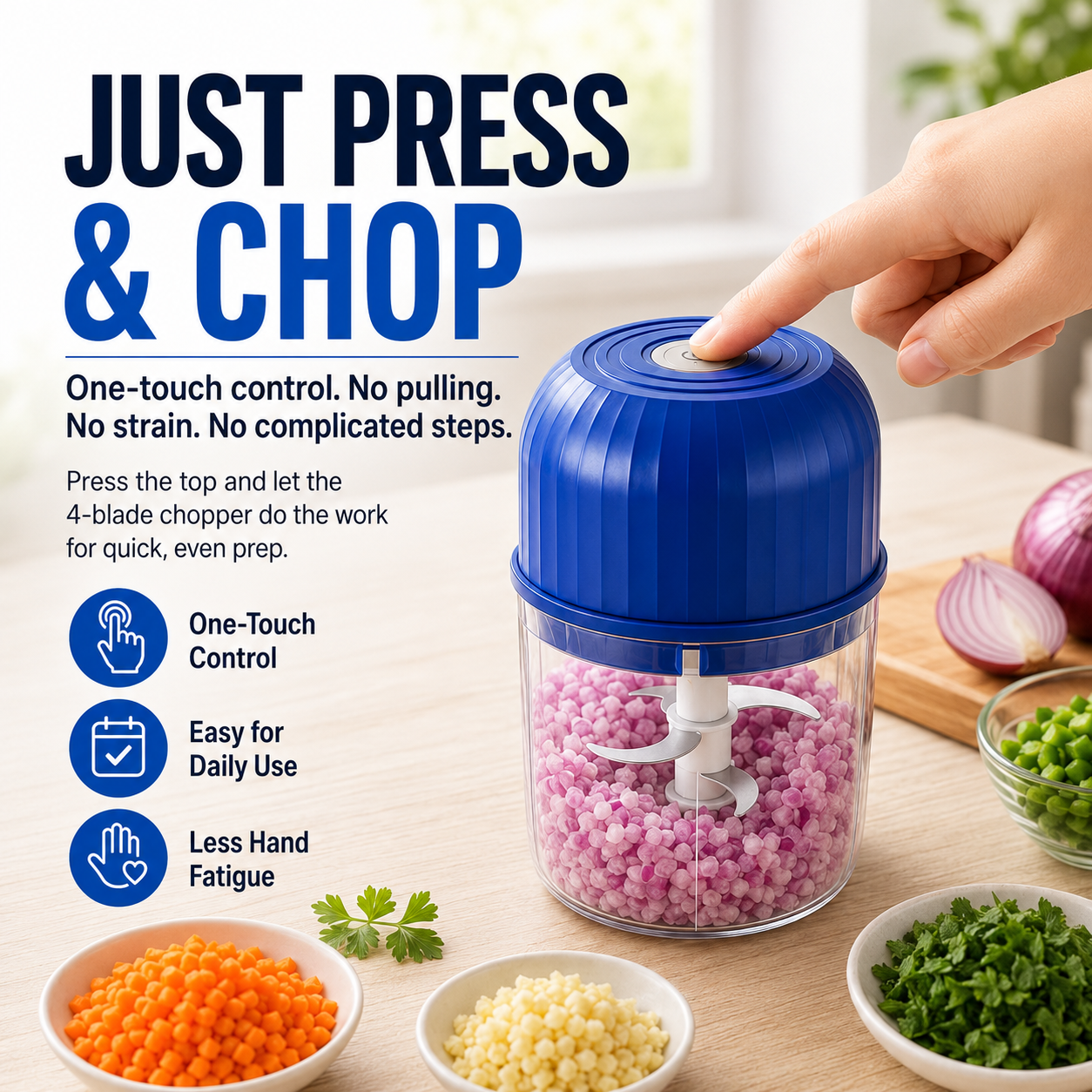 🔥Last Day 60% OFF — Cordless Multifunctional Mini Chopper with 4 Sharp Blades(📦Free Shipping)