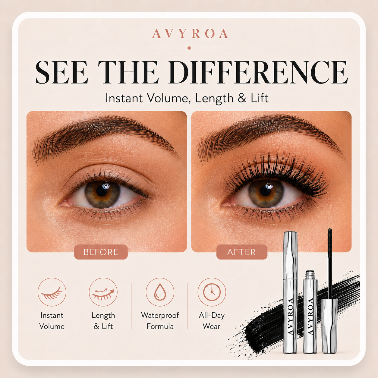 💜 Buy 1 Get 1 Free Today! Waterproof Mascara for Instant Length, Curl & Volume