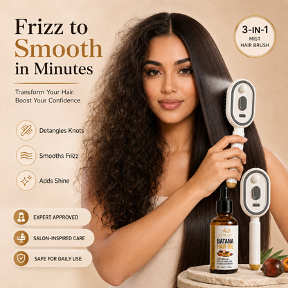 ✨2026 3-in-1 Mist Hair Brush – Smooth Frizz, Knots & Dry-Looking Hair Fast