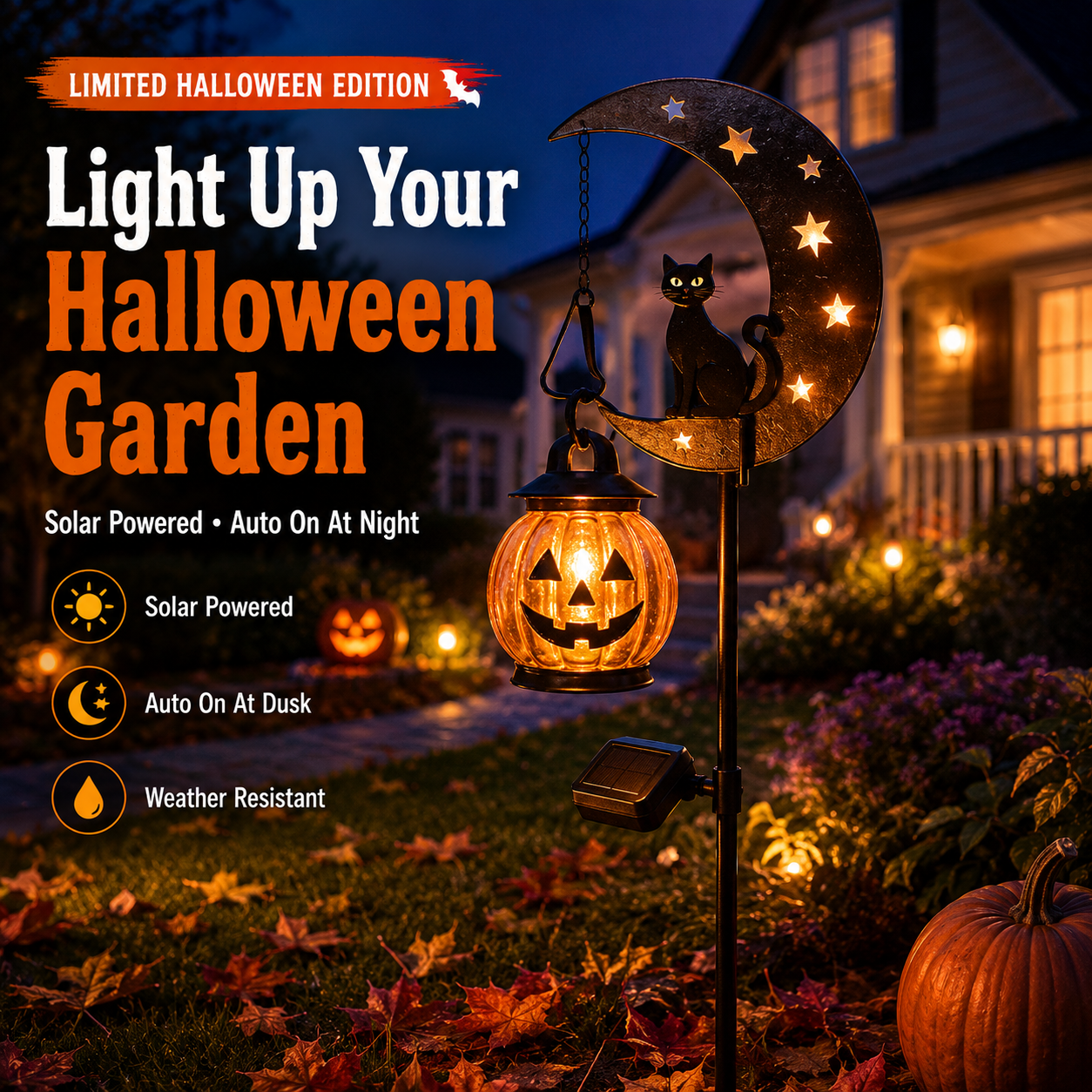 🎃Solar Halloween Black Cat Garden Stake Light