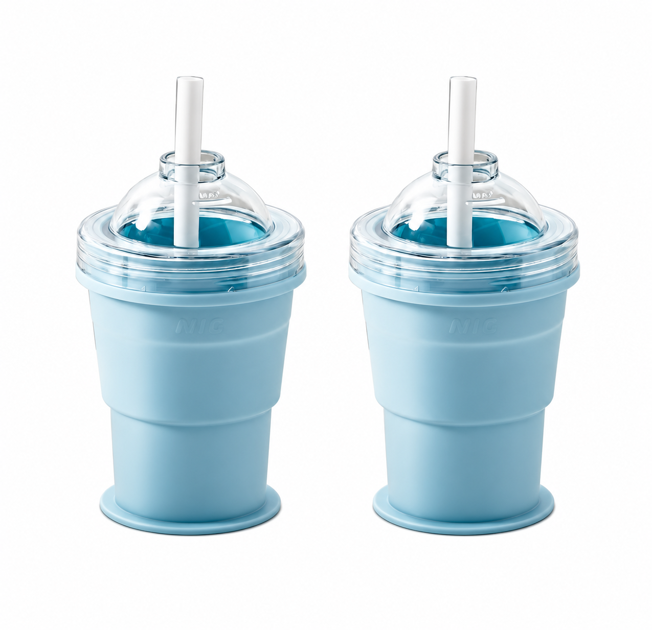New Portable Foldable Ice Ball Cup with Built-in Straw