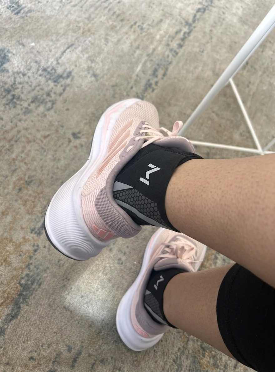 Ankle sleeve worn during workout