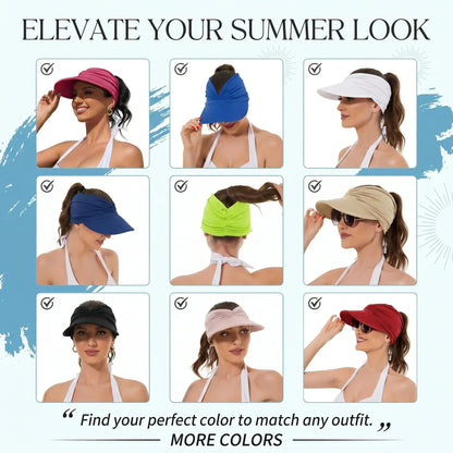 🔥 Summer Hot Sale 67% OFF💕UPF 50+ Sun Visor Ponytail Hat