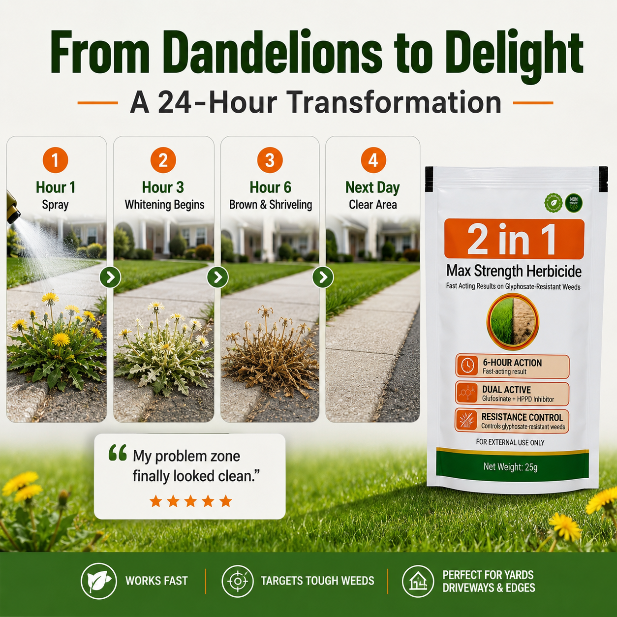 💥LAST DAY SALE 60% OFF💥Stop Tough Weeds Fast — 2-in-1 Max Strength Herbicide for Glyphosate-Resistant Growth