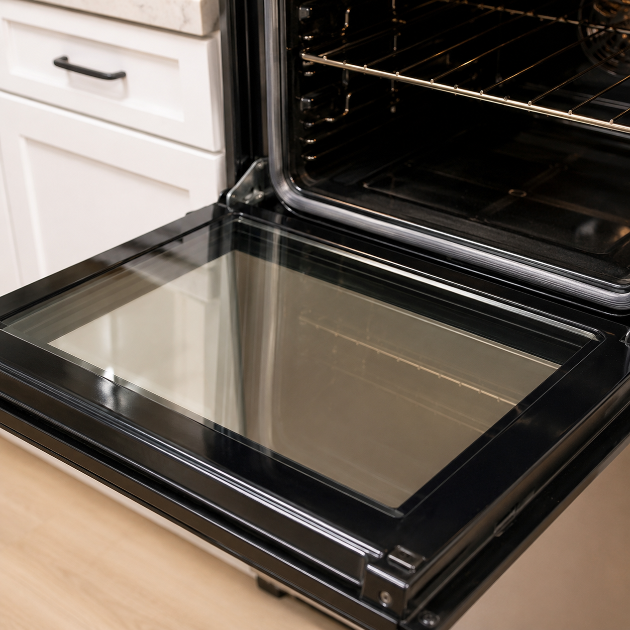 Oven door after cleaning
