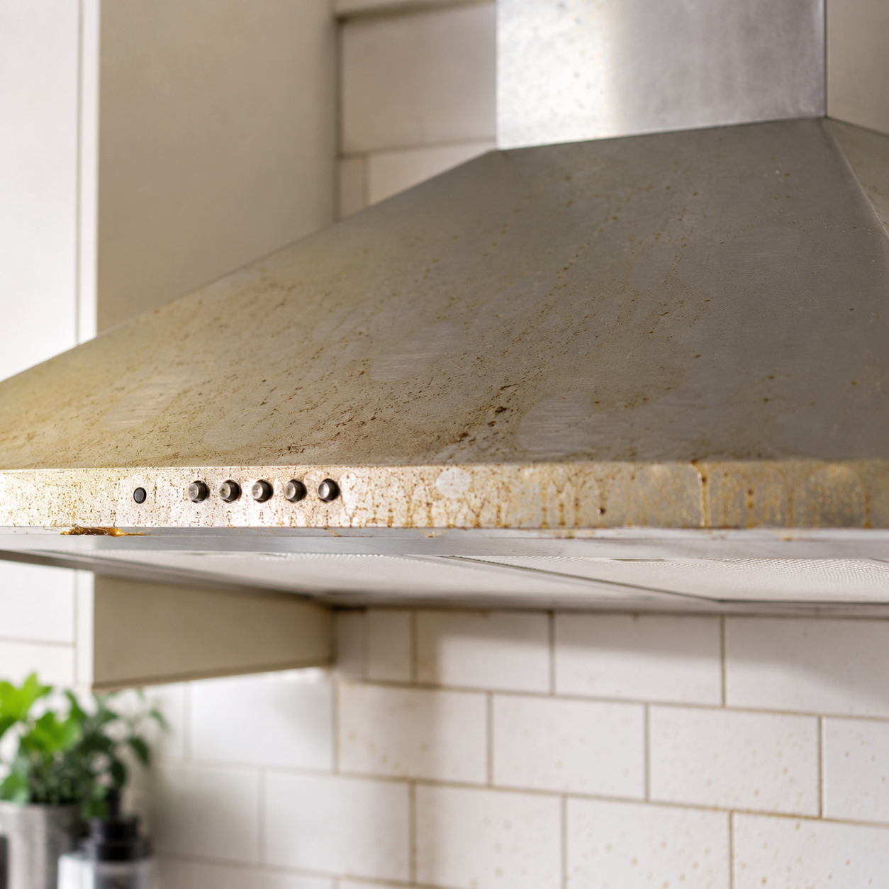 Greasy range hood before