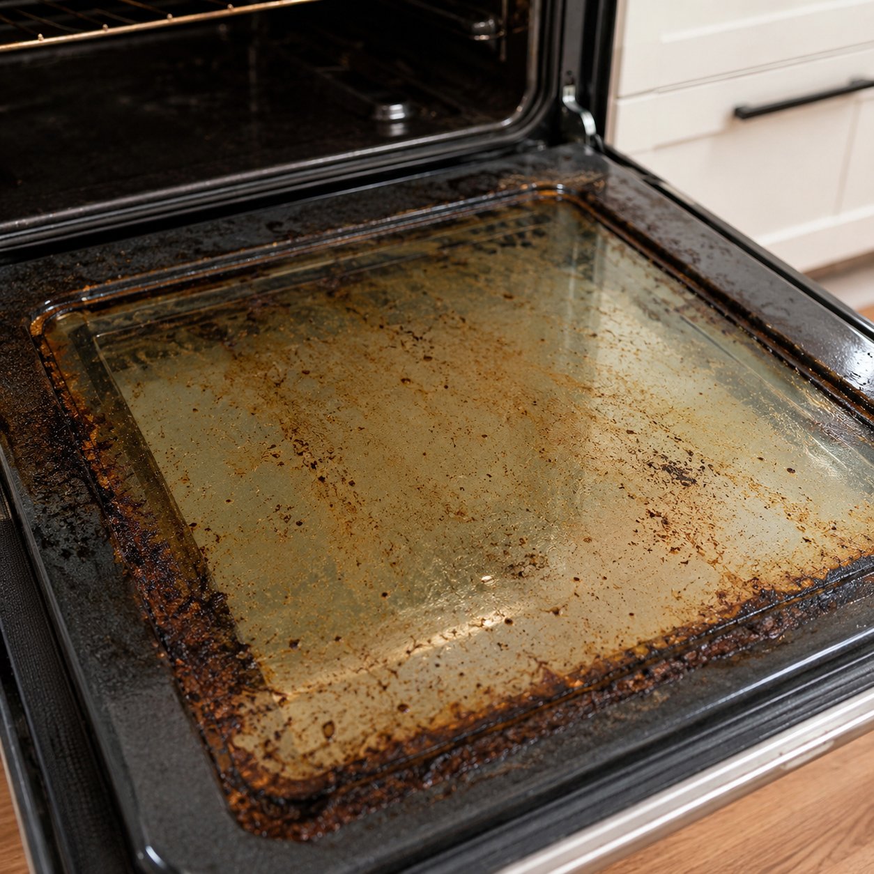 Oven door grease before