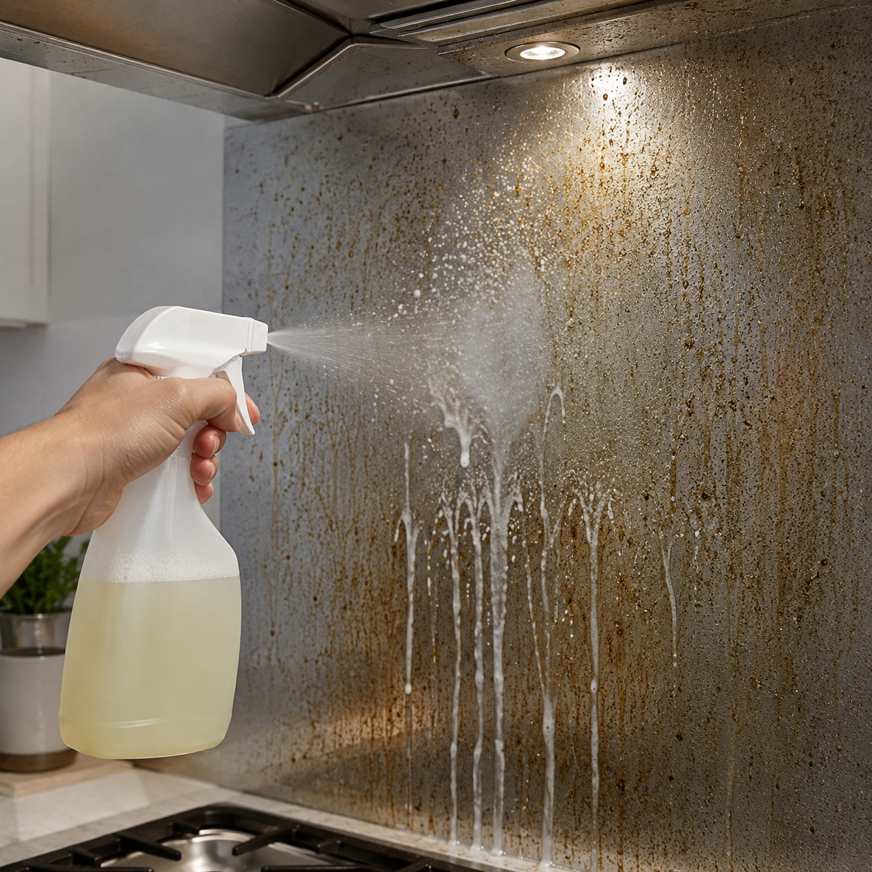 Regular cleaner running off grease