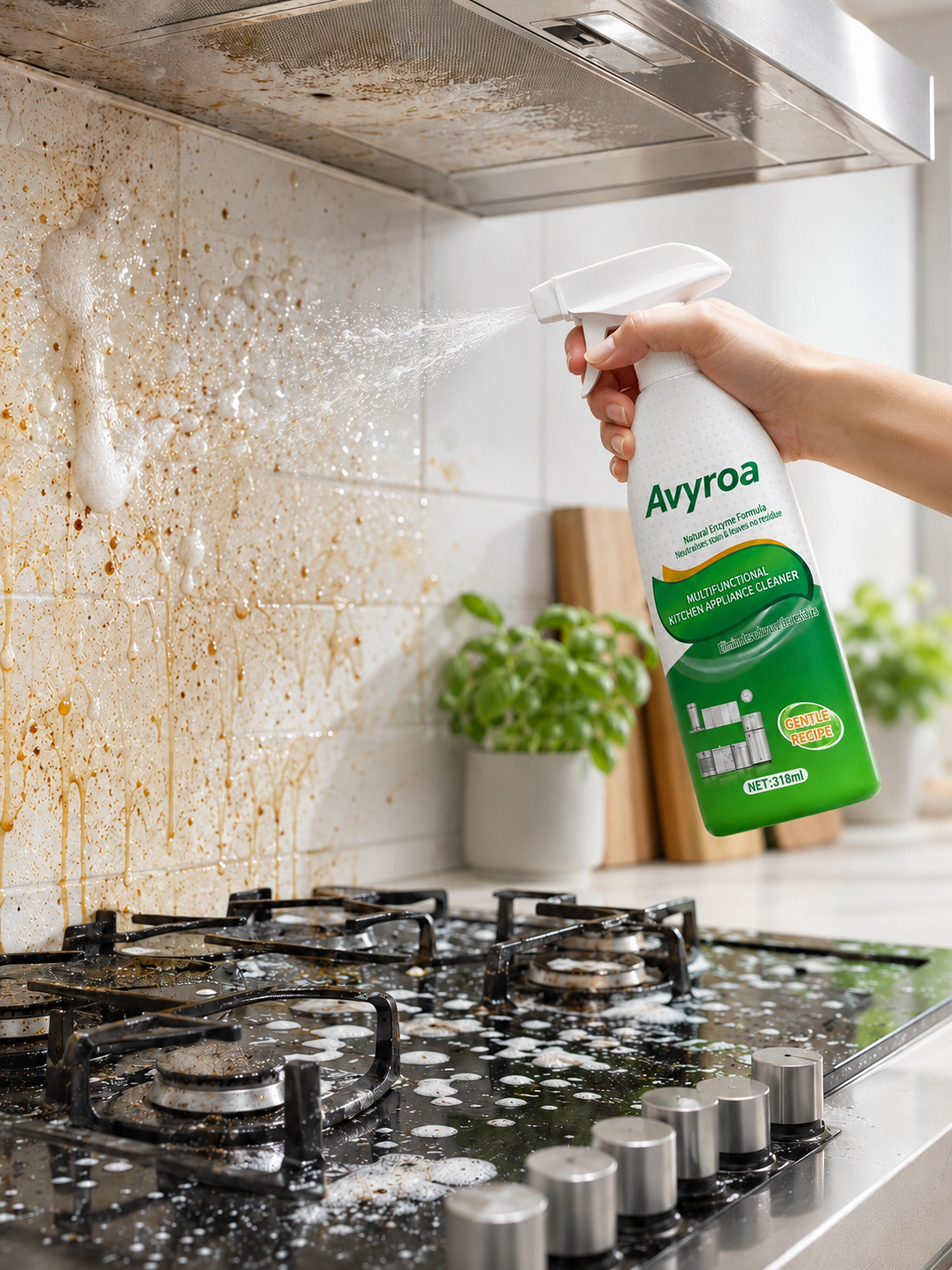 Spray kitchen degreaser foam