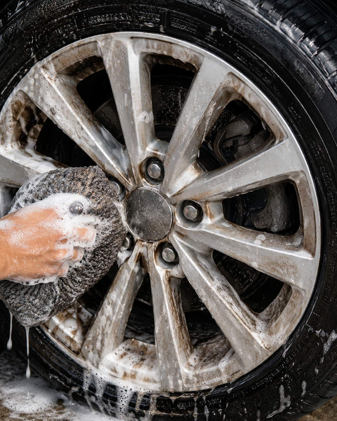 Regular car soap cleaning dirt