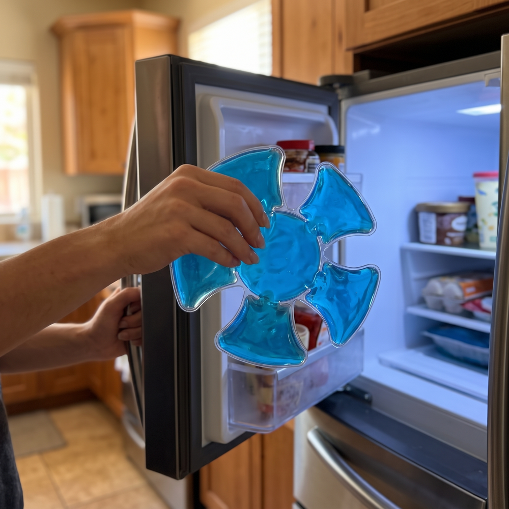 Customer placing The Cap Buddy in the freezer